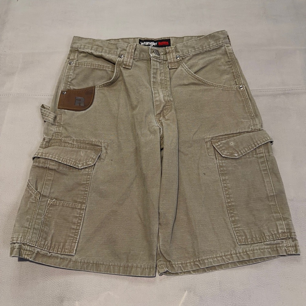 Wrangler RIGGS Y2K Workwear Men Khaki Cargo‎ Short Ripstop Skate Minimal-30-7318